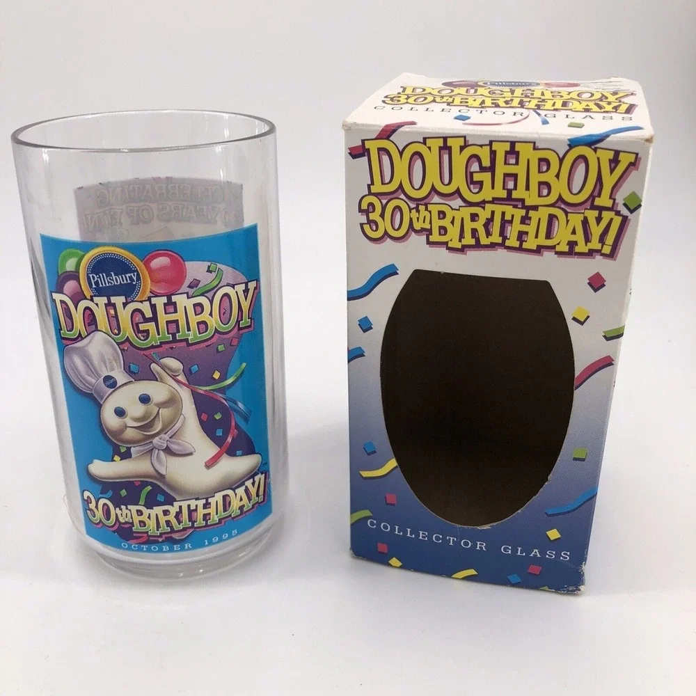 Pillsbury Doughboy Collector Glass 1995 Original Box 30th Birthday VTG Collector